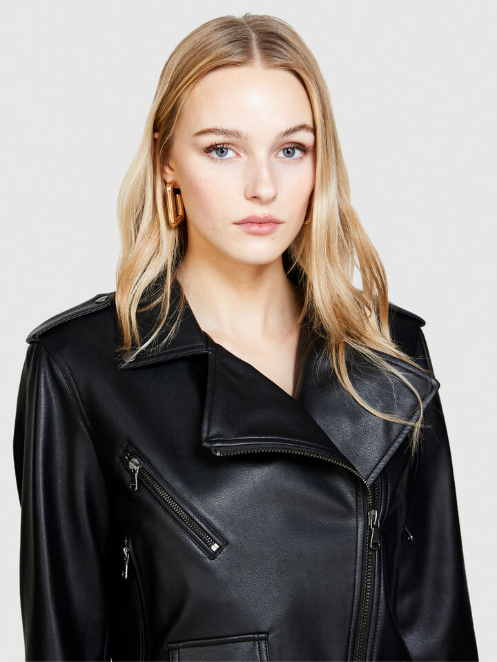 Padded biker jacket - women's jackets - Black | Sisley image number 5